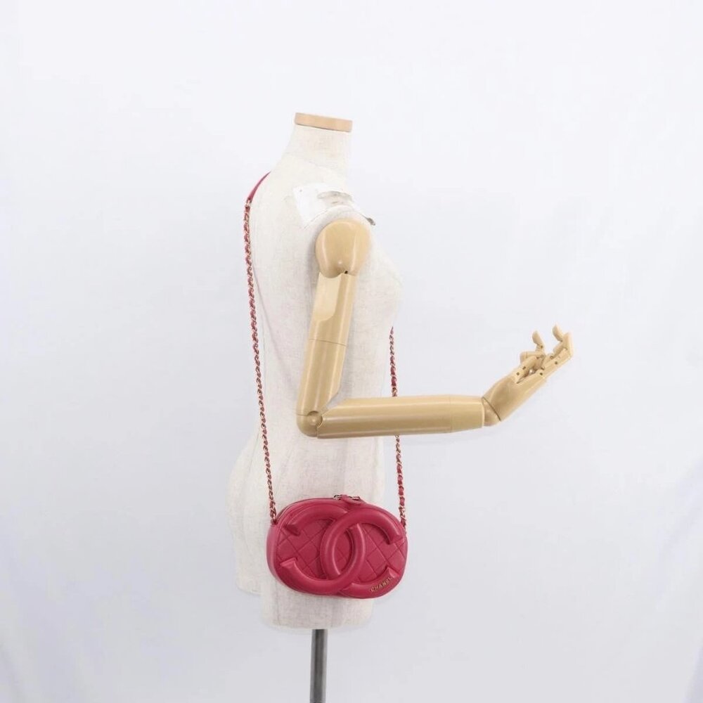 CHANEL Matelasse Chain Big Coco Camera Bag Bag Lamb Skin Pink